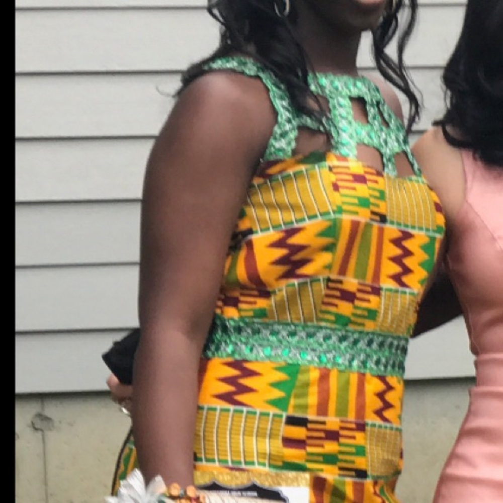 Authentic Kente Cloth Ghanian Prom Dress - Picture 2 of 4